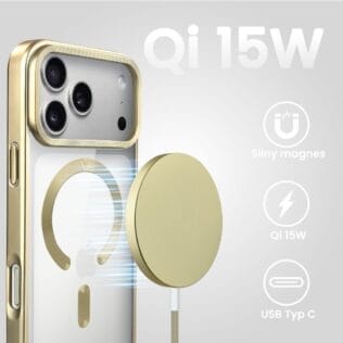 Ładowarka magnetyczna do MagSafe iPhone indukcyjna Qi 15W, złota Artboard 12