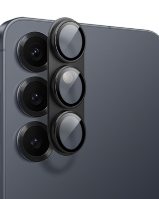 Metalowa osłona na cały aparat z wbudowanymi szkłami do Samsung S25 Plus, czarna