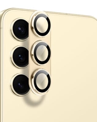 Metalowa osłona na cały aparat z wbudowanymi szkłami do Samsung S24, złota