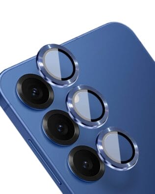 Metalowa osłona obiektywu aparatu ze szkła hartowanego 9H do Samsung Galaxy S25 Plus, 1 zestaw, granatowa