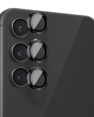 Metalowa osłona obiektywu aparatu ze szkła hartowanego 9H do Samsung Galaxy S23 Plus, 1 zestaw, czarna