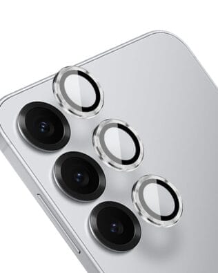 Metalowa osłona obiektywu aparatu ze szkła hartowanego 9H do Samsung Galaxy S25, 1 zestaw, srebrna