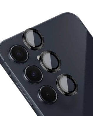 Metalowa osłona obiektywu aparatu ze szkła hartowanego 9H do Samsung Galaxy A55, 1 zestaw, czarna