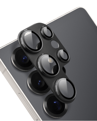 Metalowa osłona na cały aparat z wbudowanymi szkłami do Samsung S25 Ultra, czarna