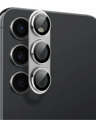 Metalowa osłona na cały aparat z wbudowanymi szkłami do Samsung S23, srebrna