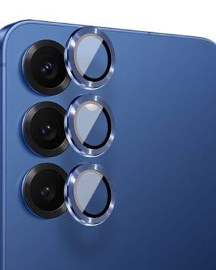 Metalowa osłona obiektywu aparatu ze szkła hartowanego 9H do Samsung Galaxy S25, 1 zestaw, granatowa