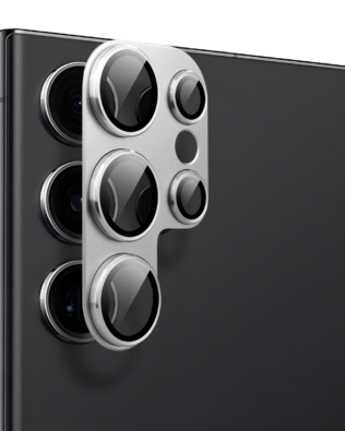 Metalowa osłona na cały aparat z wbudowanymi szkłami do Samsung S23 Ultra, srebrna