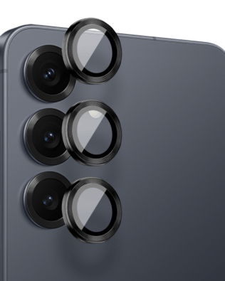 Metalowa osłona obiektywu aparatu ze szkła hartowanego 9H do Samsung Galaxy S25 Plus, 1 zestaw, czarna