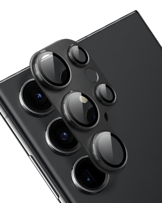 Metalowa osłona na cały aparat z wbudowanymi szkłami do Samsung S23 Ultra, czarna