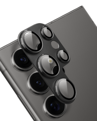 Metalowa osłona na cały aparat z wbudowanymi szkłami do Samsung S24 Ultra, czarna